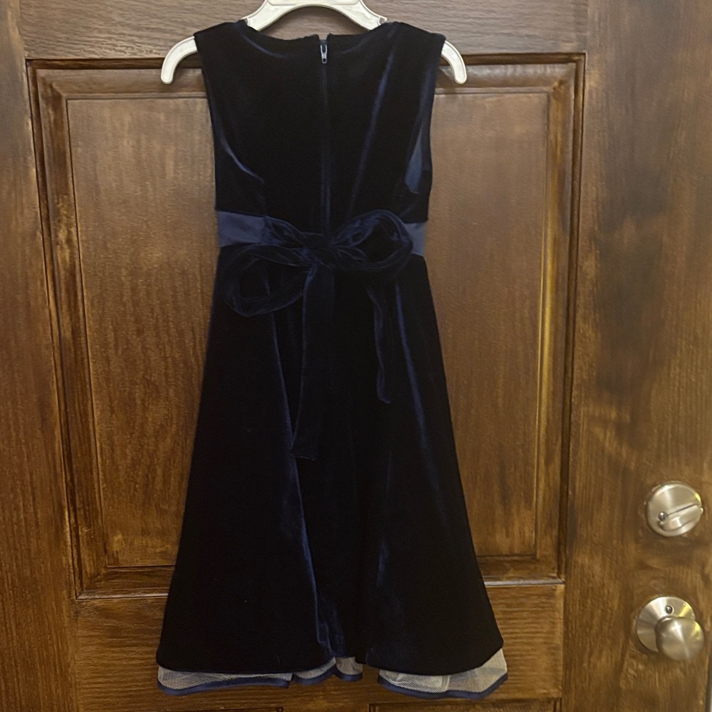 Rare Editions Blue Velvet Dress - Picture 2 of 2